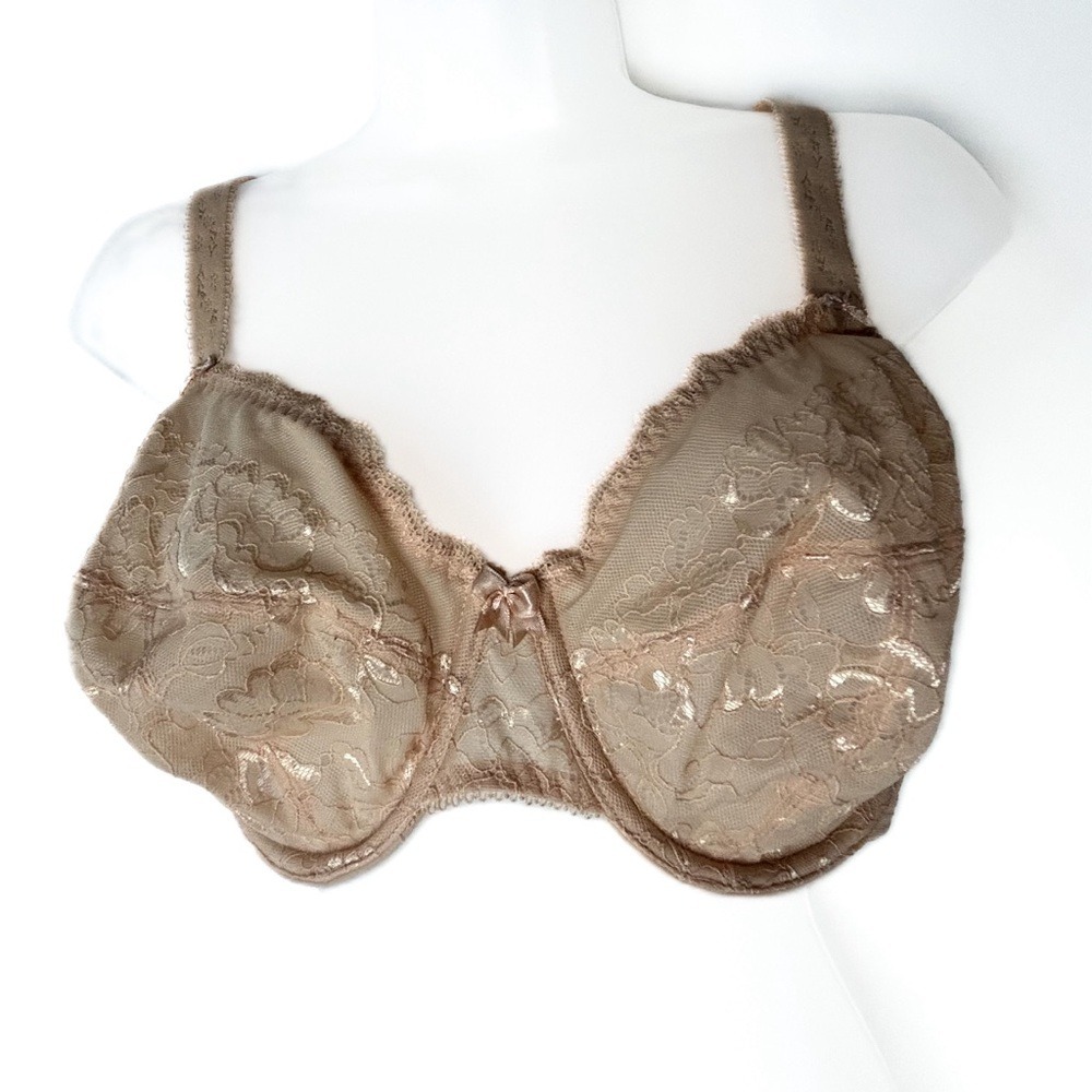 Goddess Beige Tan Wire Lace Unlined Bra 40DD‎